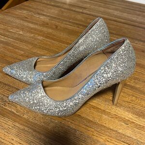 Christian Siriano silver glitter high heels 8